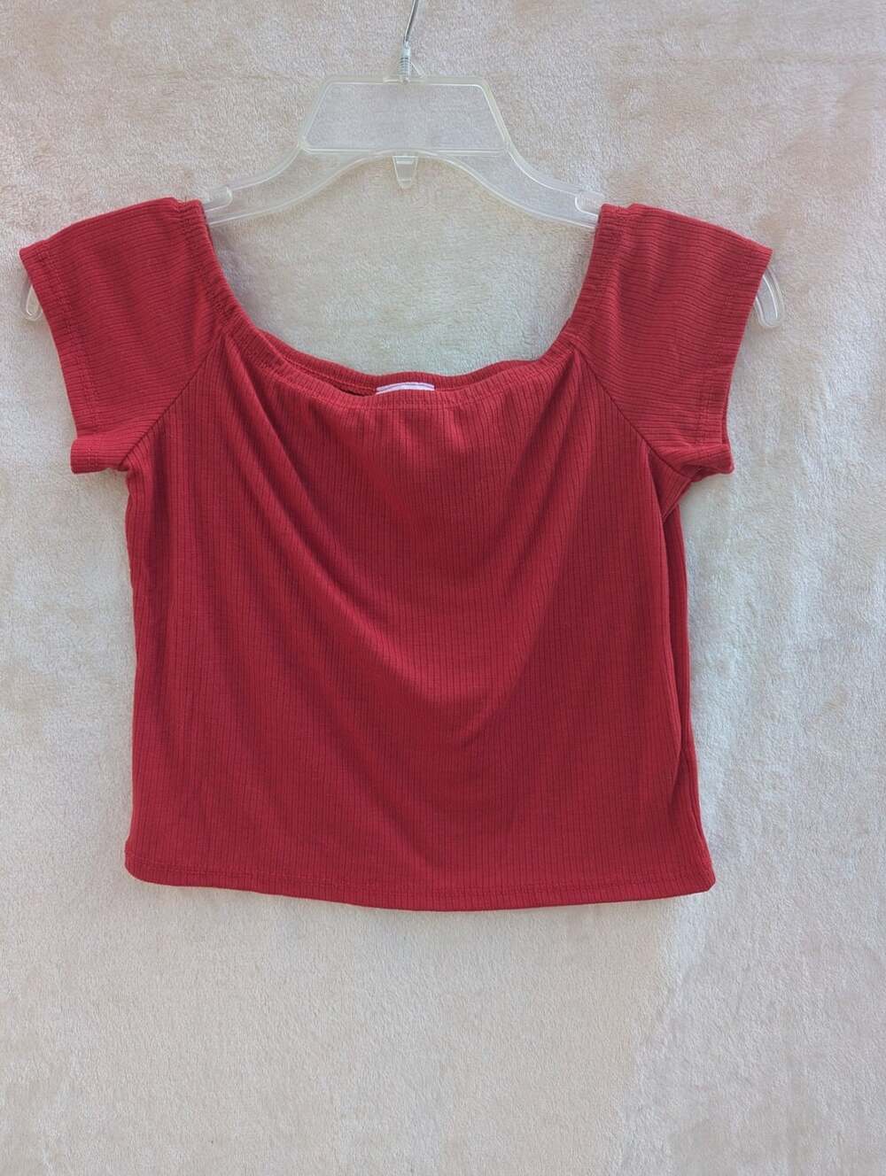 Livi by Olivia Rae Red Ribbed Knit Square Neck Crop Top Size M